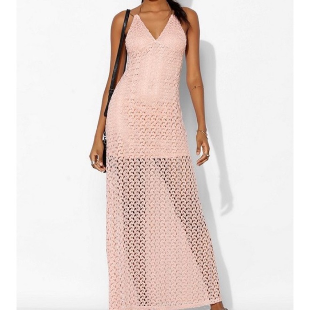 Urban outfitters crochet maxi dress peach